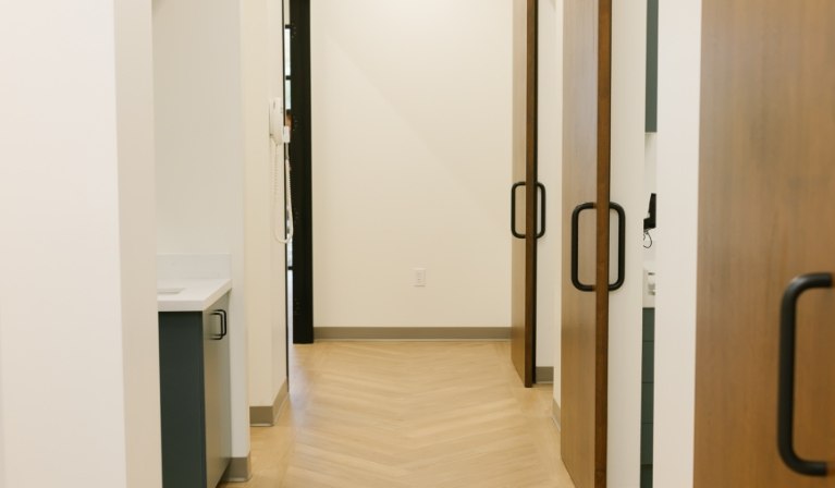 Hallway leading to dental treatment rooms